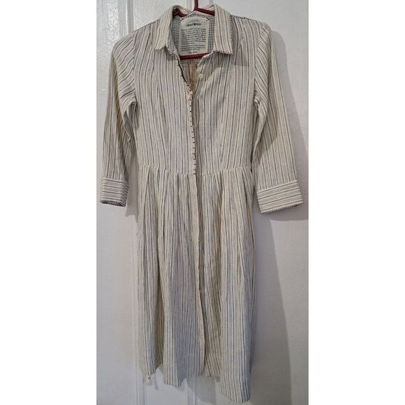Anita Dongre womens Small ALL NATURAL KALA COTTON Button SHIRT DRESS Beige - Picture 1 of 11